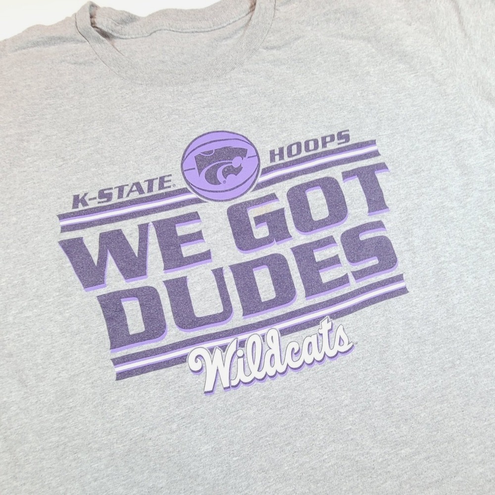 Kansas State Wildcats We Got Dudes Gray T Shirt K-State Basketball NCAA Hoops